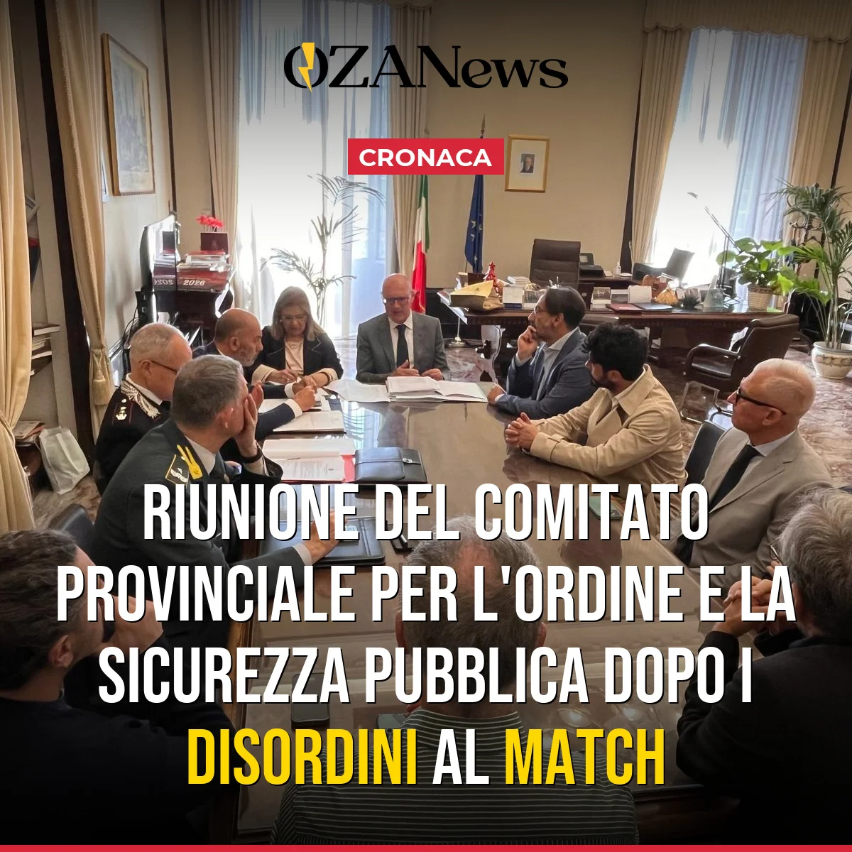 Riunione del Comitato Provinciale per l'Ordine e la Sicurezza Pubblica dopo i disordini al match Squinzano-Leverano