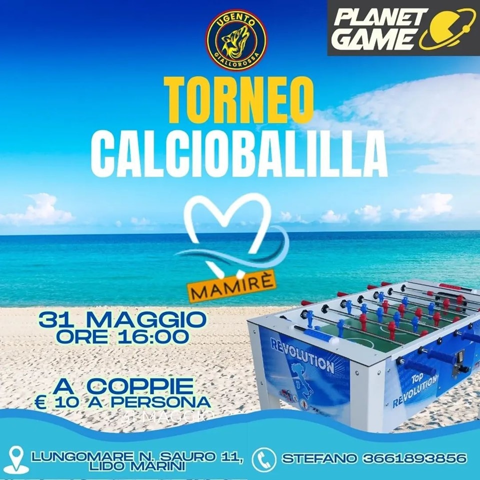 Bellissimo appuntamento oggi a #Lidomarini dove il Calciobalilla sarà protagonista in riva al Mare dalle ore 16.00.