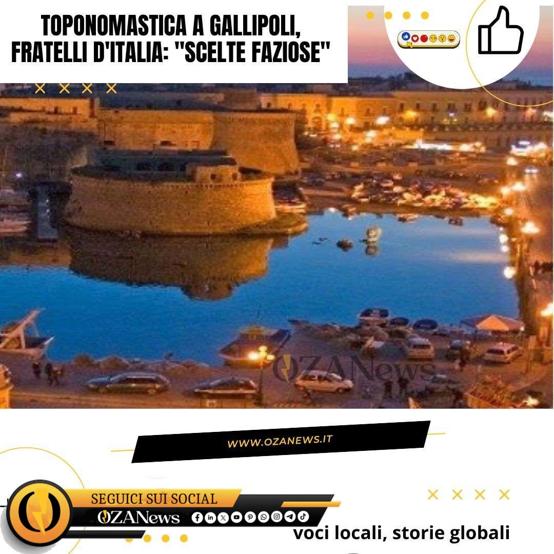 🔴 GALLIPOLI | Toponomastica, Fratelli d'Italia denuncia

Fratelli d'Italia accende i riflettori sulla nuova toponomastica cittadina. Il partito critica duramente la Giunta municipale per aver agito senza coinvolgimento della cittadinanza, scegliendo personalità principalmente dello schieramento di sinistra.

Non è tutto. Il partito evidenzia anche il rifiuto della richiesta di intitolare a Norma Cossetto, e sottolinea come il timing della delibera – a pochi mesi dalle elezioni – risponderebbe a chiari calcoli elettorali.

Una scelta che divide la città e fa discutere. Cosa ne pensate?

.
.
.
.
.
.
.
.
.
.

#Gallipoli #FratelliDItalia #Toponomastica #Amministrazione #Puglia #Politica #NormaCossetto #CivicoEngagement #Democrazia #Trasparenza #GovernoCittadino #PoliticaLocale #Comunità #DirittoCittadino #Dibattito #VociLocali #StorieGlobali #ActualNews #PugliaPolitica #ItaliaVera #MunicipaliNews #CittadinAnza #LeGuerreDiPiazza #NotizieImpor #VoceDelPopolo