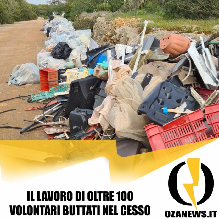 rifiuti raccolti dai volontari a ugento