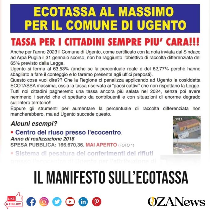 IL MANIFESTO DI TIZIANO ESPOSITO SULL’ECOTASSA_