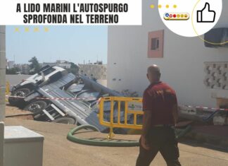Incidente: a Lido Marini l’Autospurgo sprofonda nel terreno
