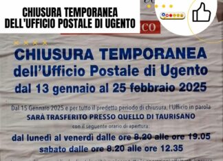 Chiusura temporanea dell’ufficio postale di Ugento