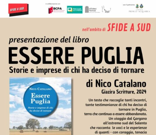 A Presicce – Acquarica la presentazione del libro “Essere Puglia. Storie e imprese di chi ha deciso di tornare” di Nico Catalano
