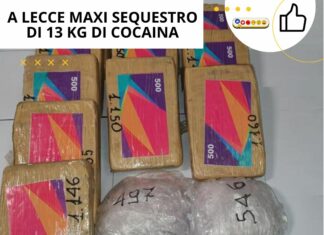 A Lecce maxi sequestro di 13 kg di cocaina