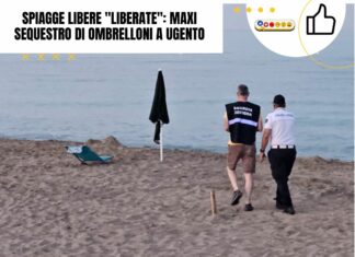 Spiagge libere “liberate”: maxi sequestro di ombrelloni a Ugento