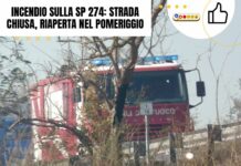 Incendio sulla SP 274: strada chiusa, riaperta nel pomeriggio
