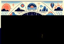 L’oroscopo di oggi, 25 ottobre 2025 Weather and Zodiac Wheel. Graphic illustration of sun, moon, rain, and astrological symbols.