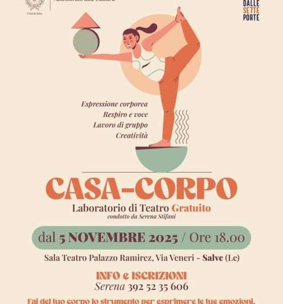 CASA-CORPO: Teatro gratuito a Salve dal 5 novembre
