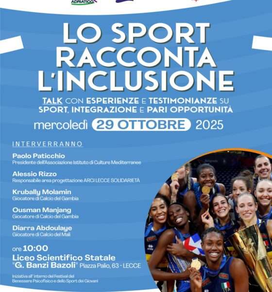 AICM e Provincia per “GAME Open Ionico – Adriatico”: “Lo sport racconta l’inclusione” è il talk tra studenti e atleti in programma a Lecce
