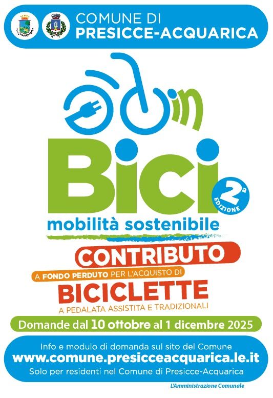 Incentivi bici a Presicce-Acquarica: contributi dal Comune