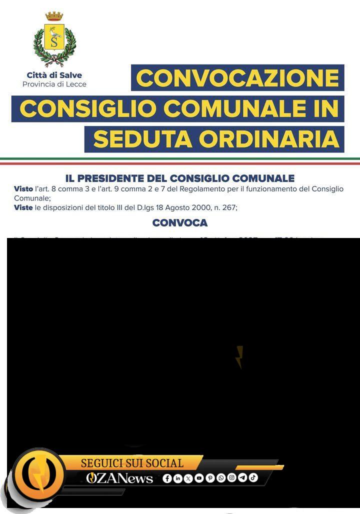Consiglio comunale straordinario in diretta il 16 ottobre