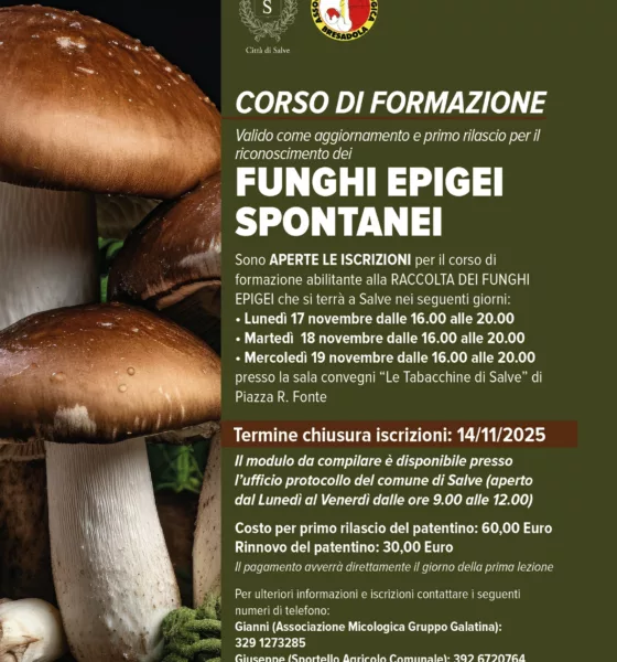 Corso micologico a Salve al via le iscrizioni 2025