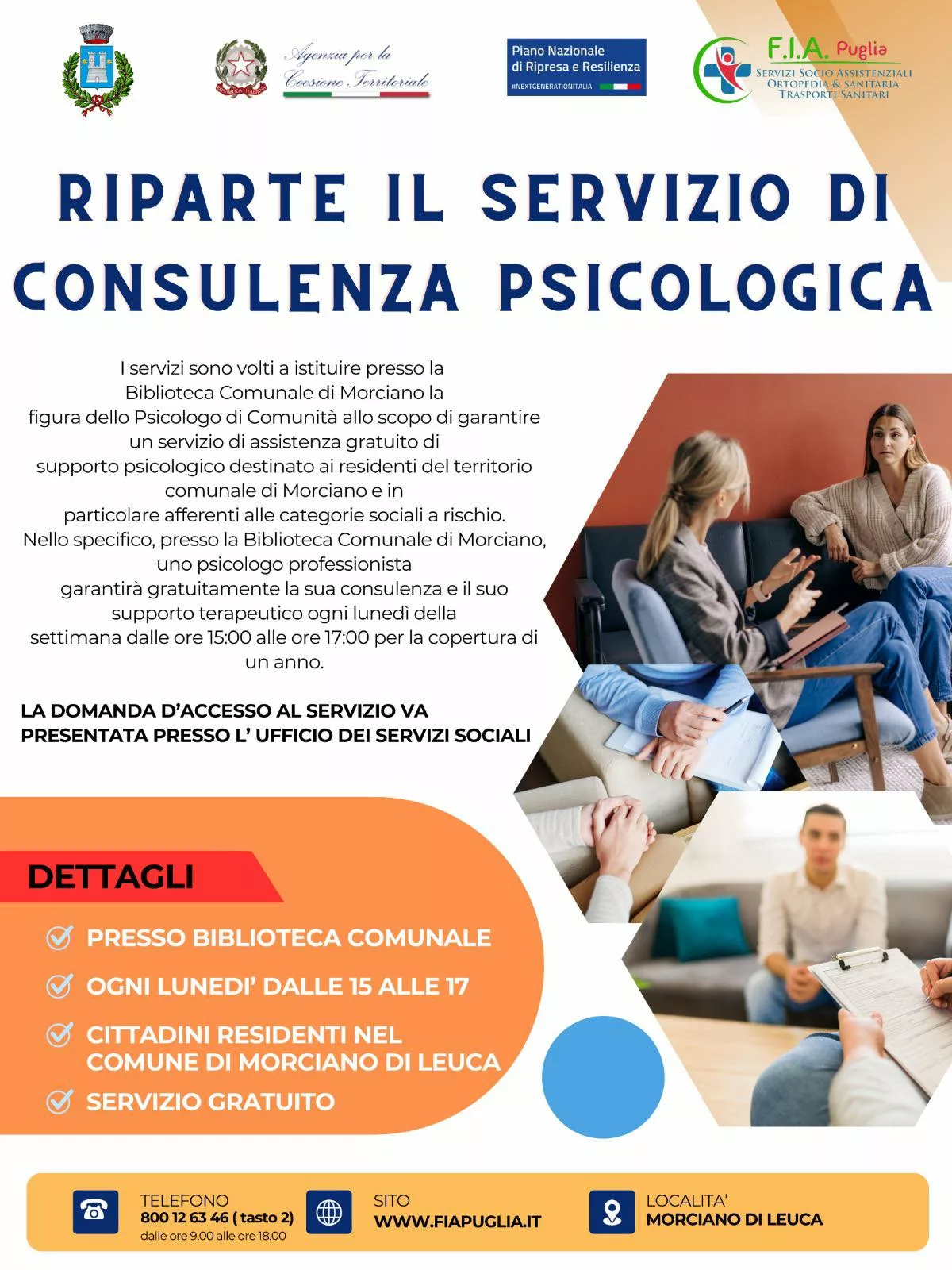 Morciano di Leuca attiva lo sportello psicologico gratuito