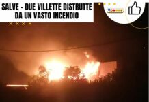 SALVE – Due villette distrutte da un vasto incendio