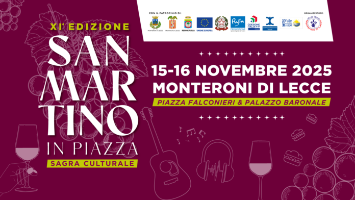 Monteroni di Lecce si prepara alla sagra 'San Martino in Piazza': due giorni di festa, cultura e vino novello nel cuore del Salento. Monteroni di Lecce si prepara alla sagra 'San Martino in Piazza': due giorni di festa, cultura e vino novello nel cuore del Salento.