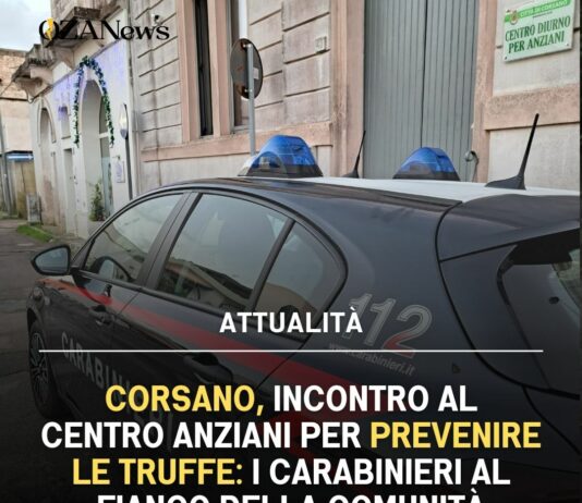 Corsano, incontro al Centro Anziani per prevenire le truffe