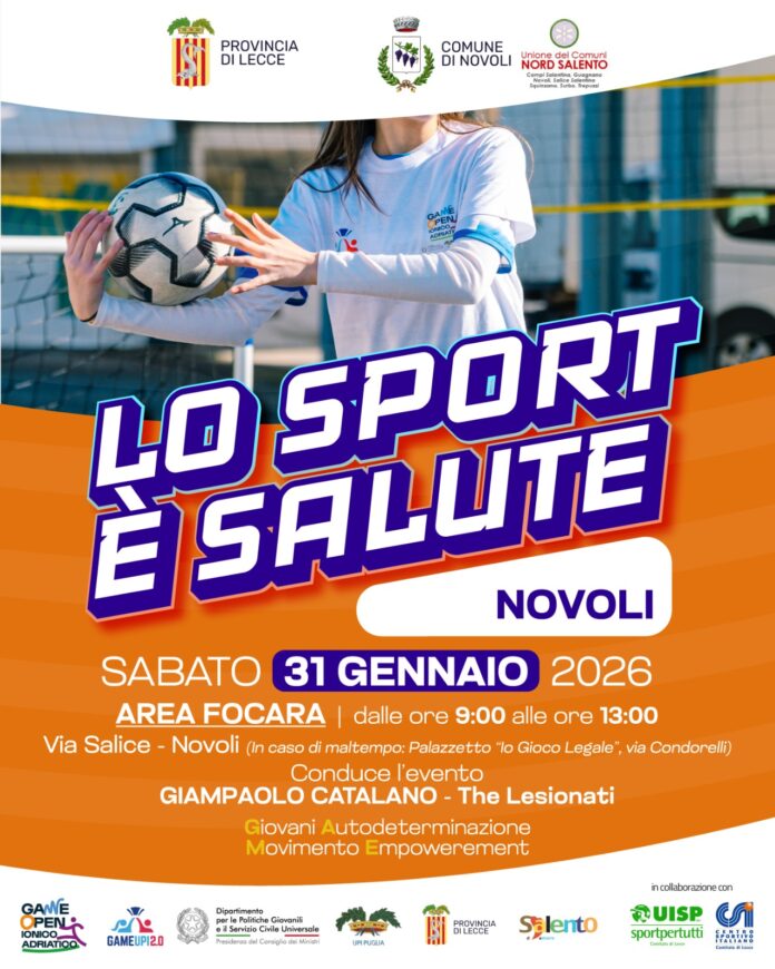 Game Open Ionico Adriatico: a Novoli nell’Area Focara la nuova giornata con “Lo sport è salute”