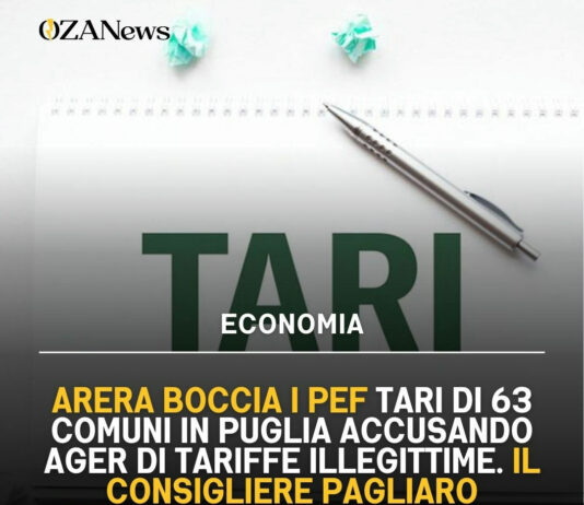 Tari Puglia: Arera boccia PEF e Ager sotto accusa Tari Puglia: Arera boccia PEF e Ager sotto accusa