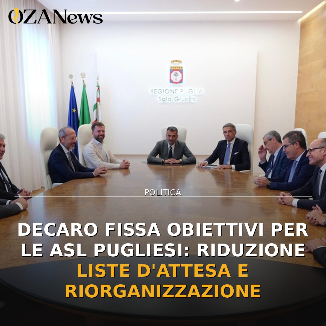 Decaro fissa obiettivi per le ASL pugliesi: riduzione liste d’attesa e riorganizzazione