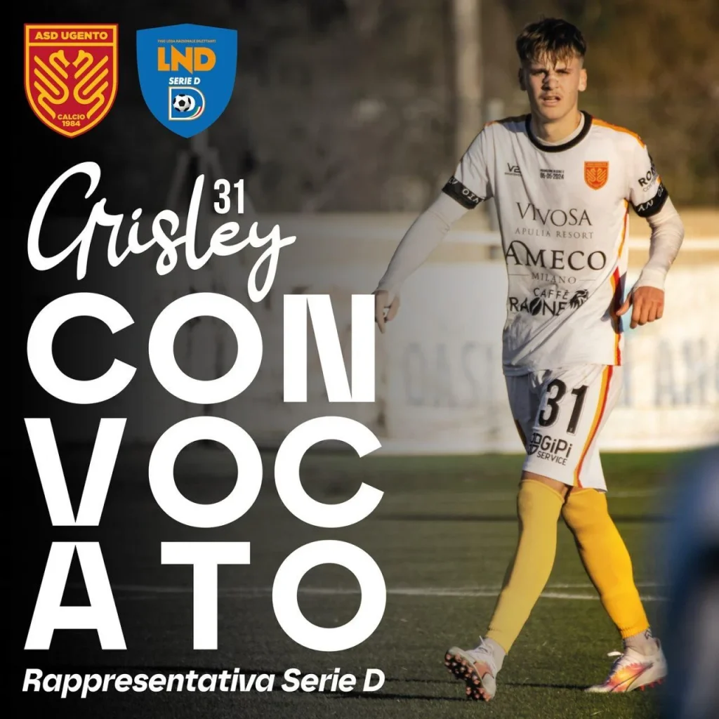 Immagine 1: Samuele Grisley convocato nella rappresentativa nazionale di serie D - Ugento