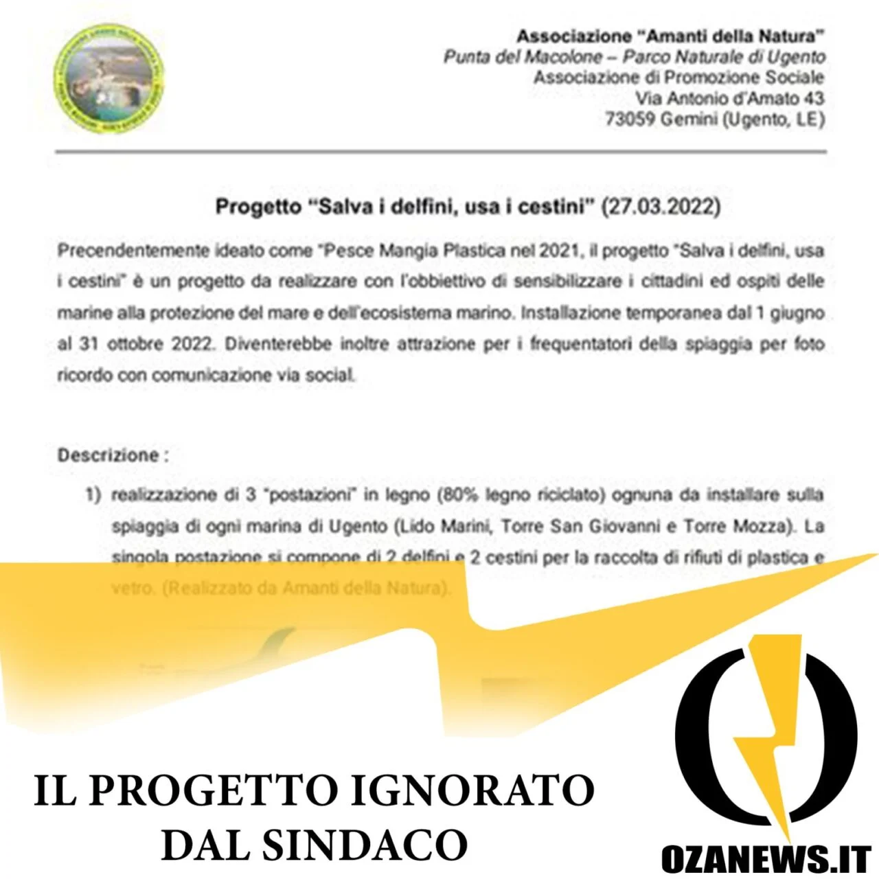 Un’altra lodevole iniziativa ignorata dal Comune di Ugento