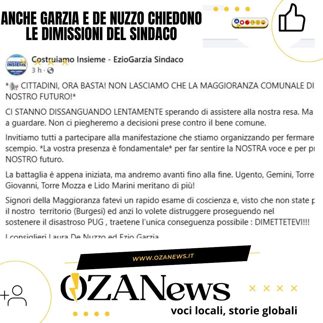 Anche Garzia e De Nuzzo chiedono le dimissioni del Sindaco