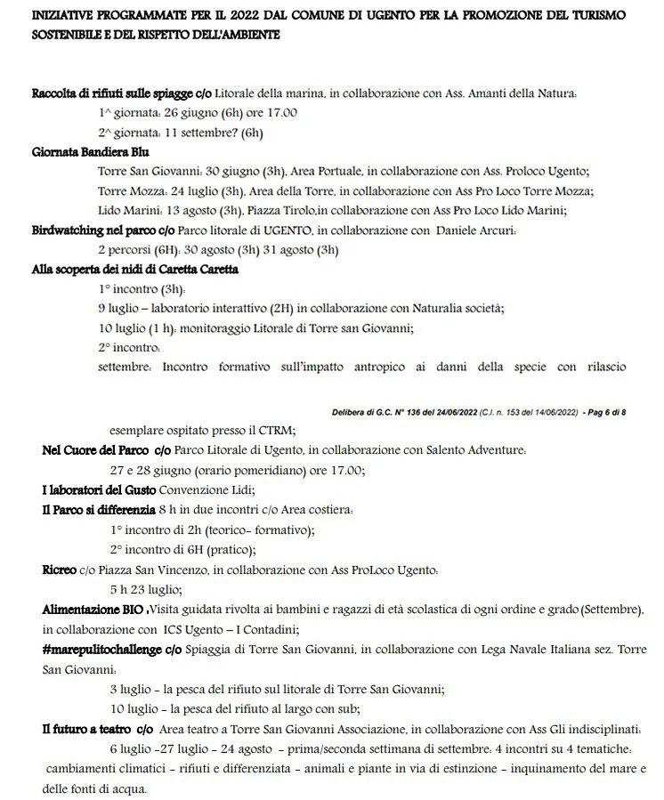 Calendario bandiera blu Ugento