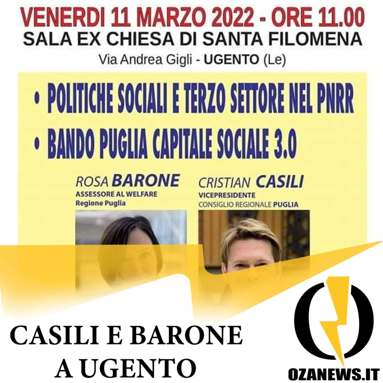 Casili e Barone in un incontro pubblico a Ugento