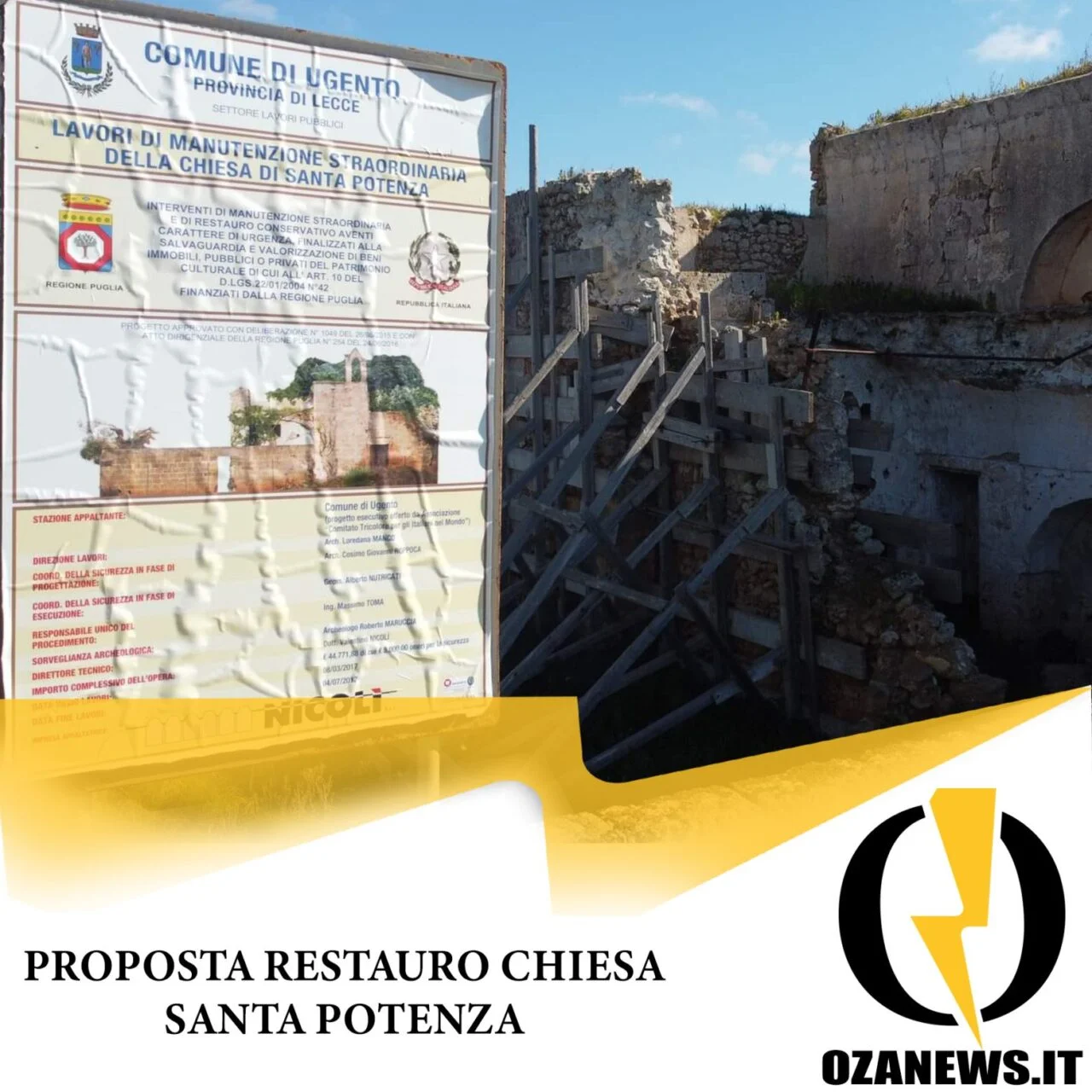 Chiesa Santa Potenza: il comune presenta proposta di restauro