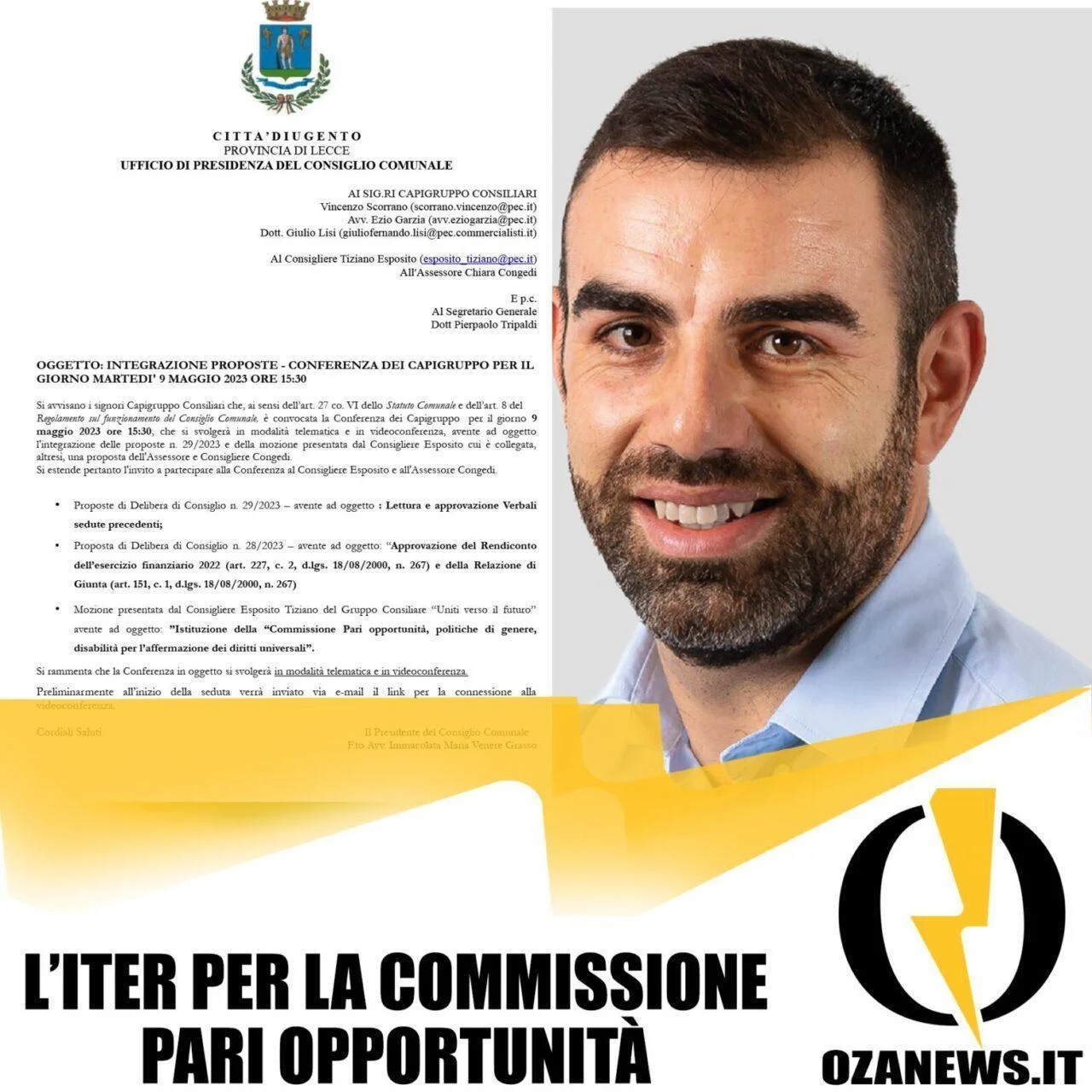 Al via l’iter per l’istituzione di una commissione sulle pari opportunità a Ugento
