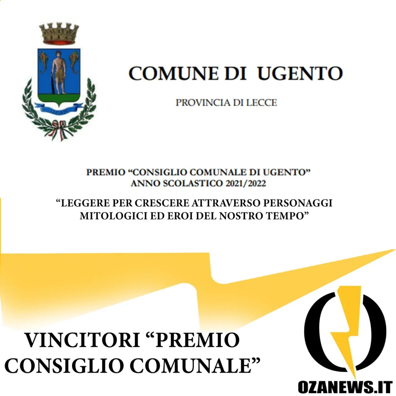 Complimenti ai piccoli vincitori del “Premio consiglio comunale di Ugento”