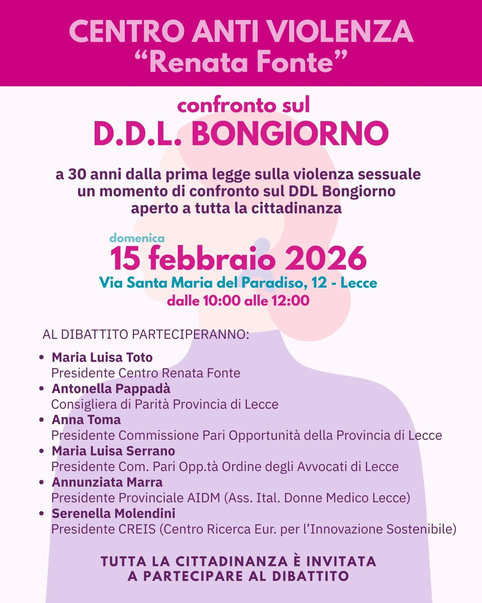 Appuntamento pubblico a Lecce sul DDL Bongiorno