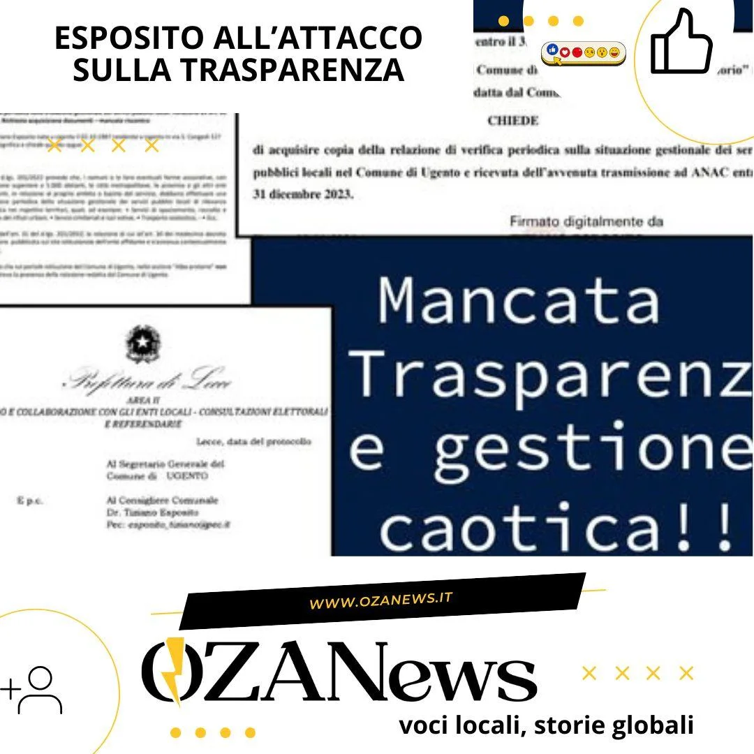 Esposito all’attacco sulla trasparenza a Ugento
