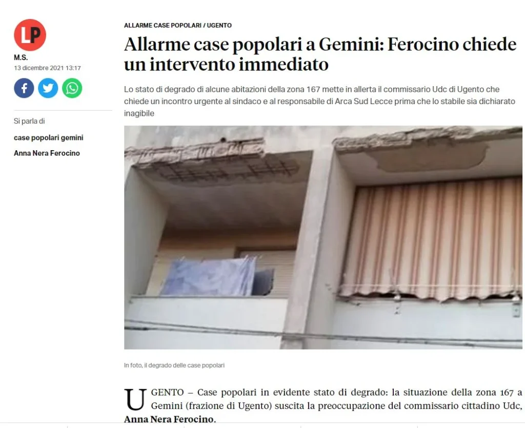 Immagine 1: Stato di Abbandono delle Case Popolari a Gemini - Ugento