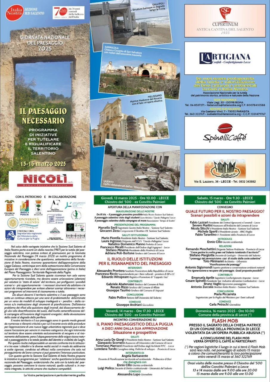 Il paesaggio necessario: a Lecce un evento per tutelare e riqualificare il territorio salentino