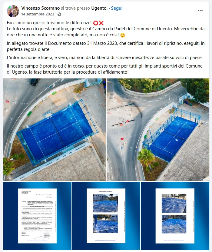 Controversie sul campo da padel di Ugento