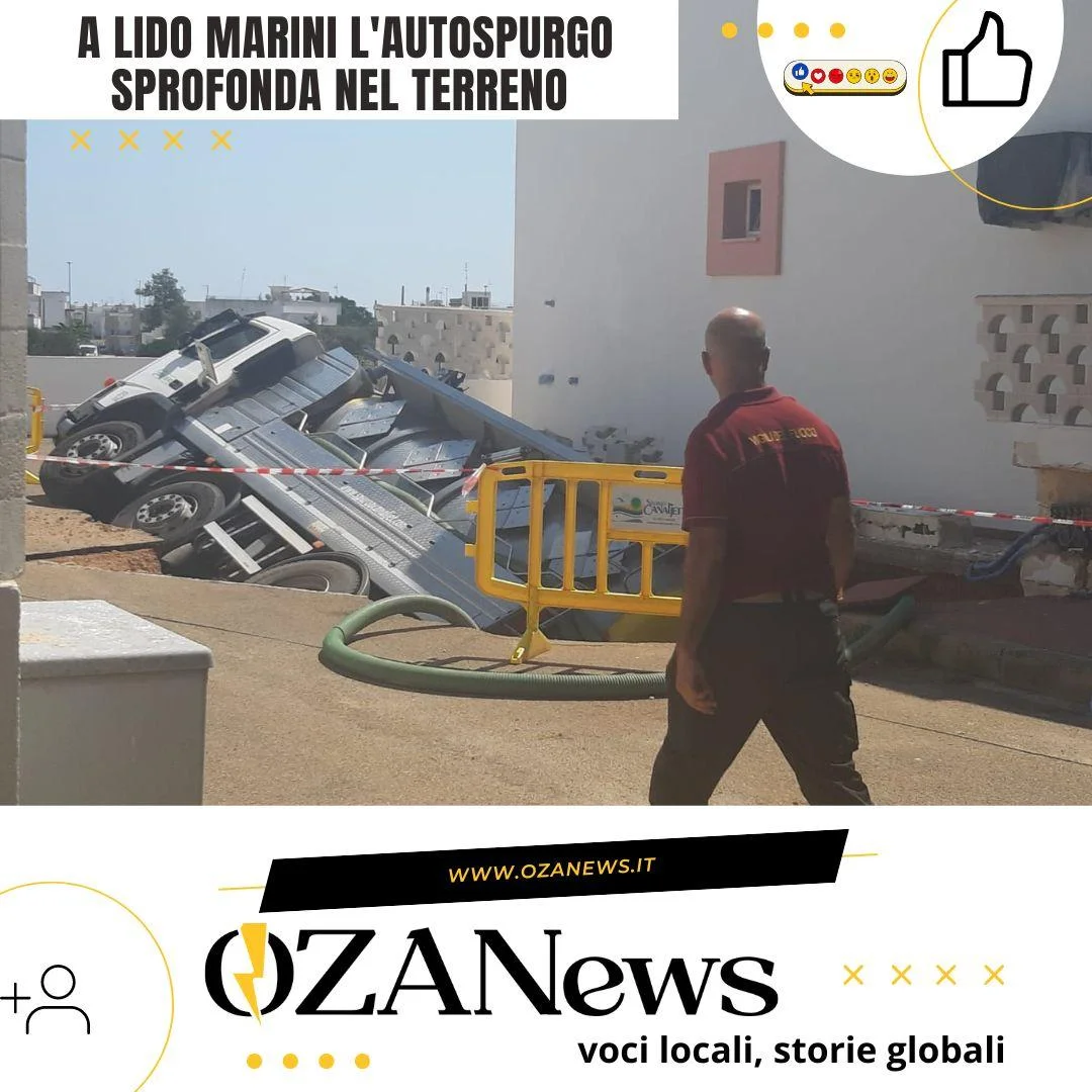 Incidente: a Lido Marini l’Autospurgo sprofonda nel terreno