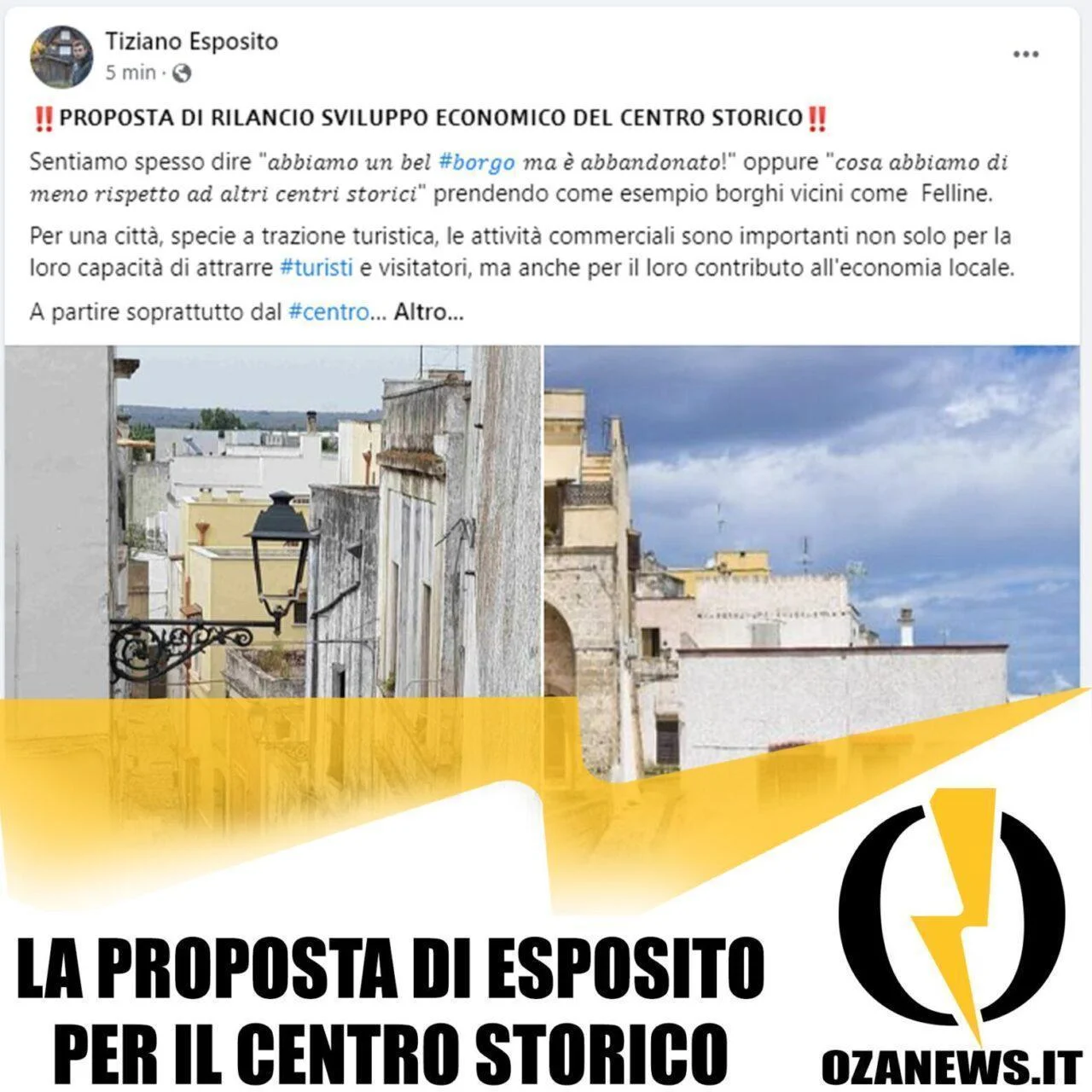 Tiziano Esposito e la sua ricetta per rilanciare il borgo di Ugento