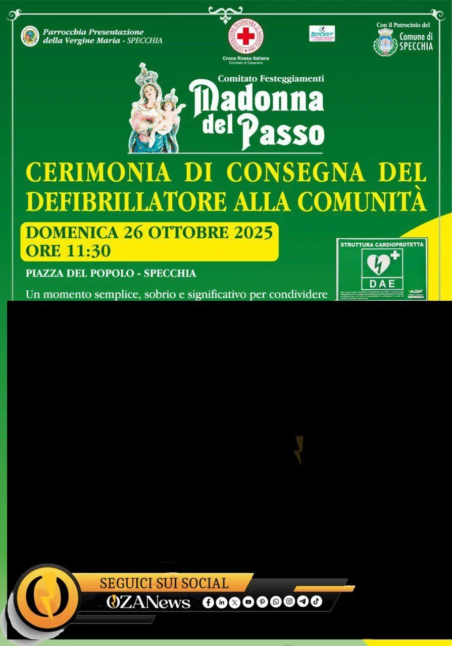 Specchia: la comunità riceve un defibrillatore grazie al Comitato Festa Madonna del Passo