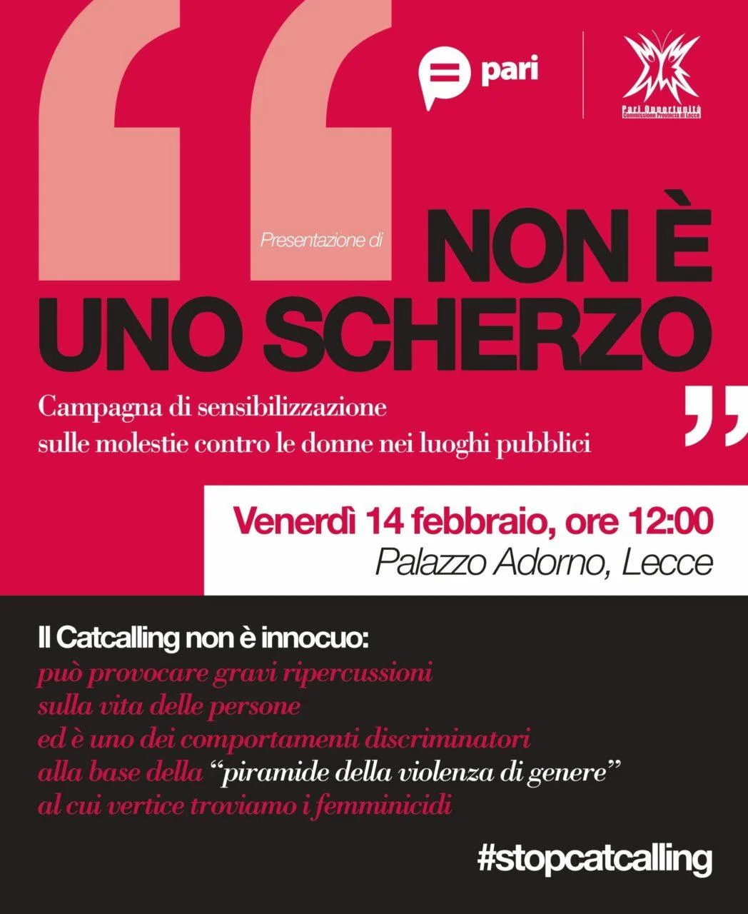“Non è uno scherzo”: lancio della campagna contro il catcalling