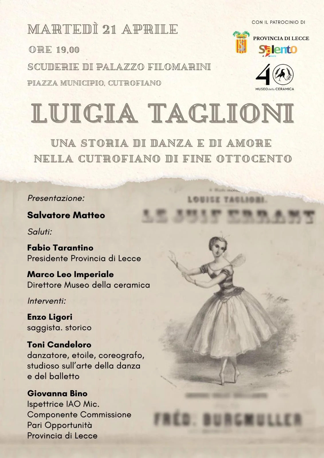 Luigia Taglioni: danza e amore a Cutrofiano