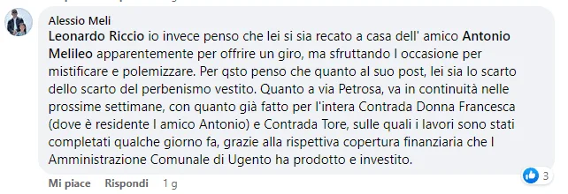 Il duro attacco dell&rsquo;assessore Meli ad un cittadino di Taurisano
