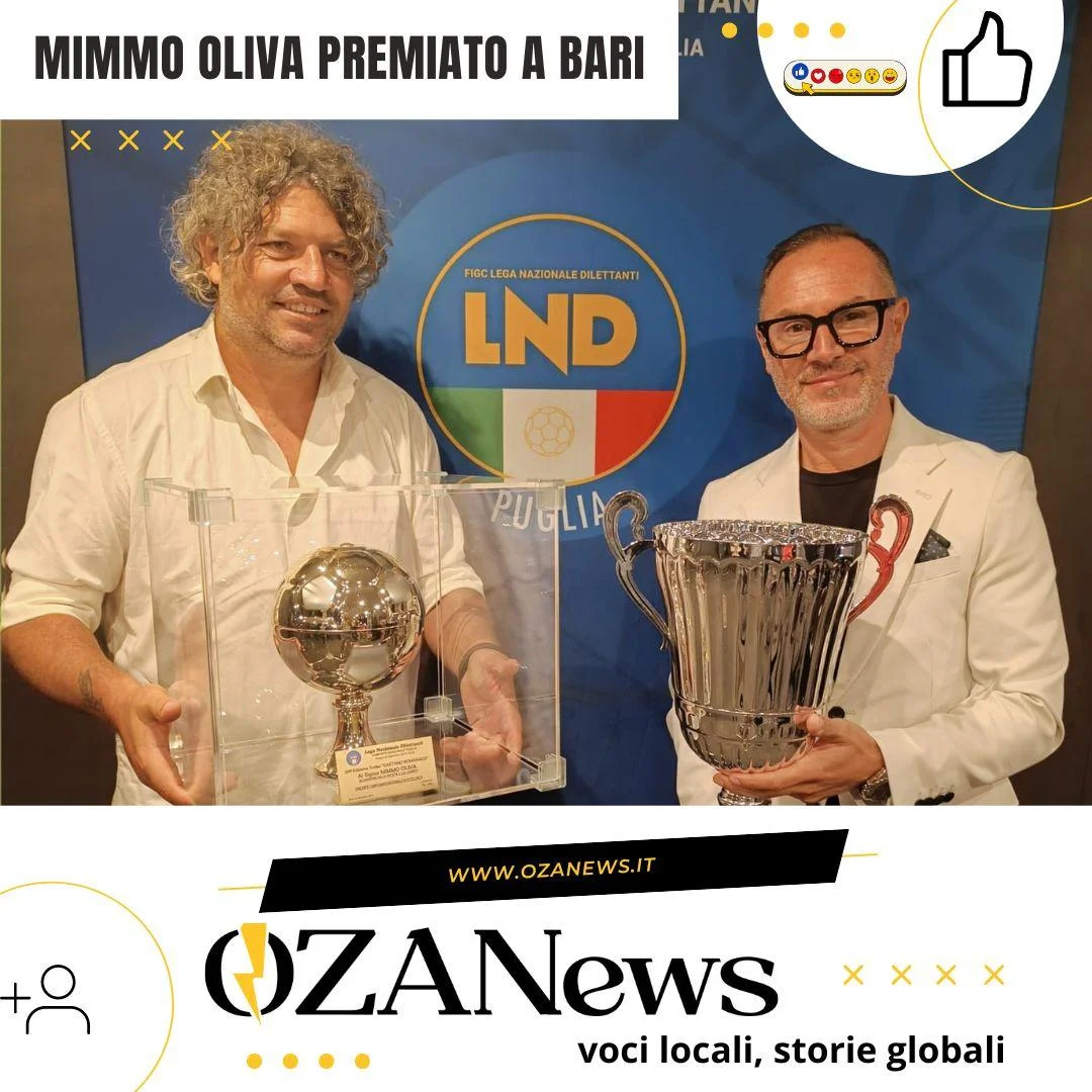 Mimmo Oliva e Ugento Calcio premiati a Bari