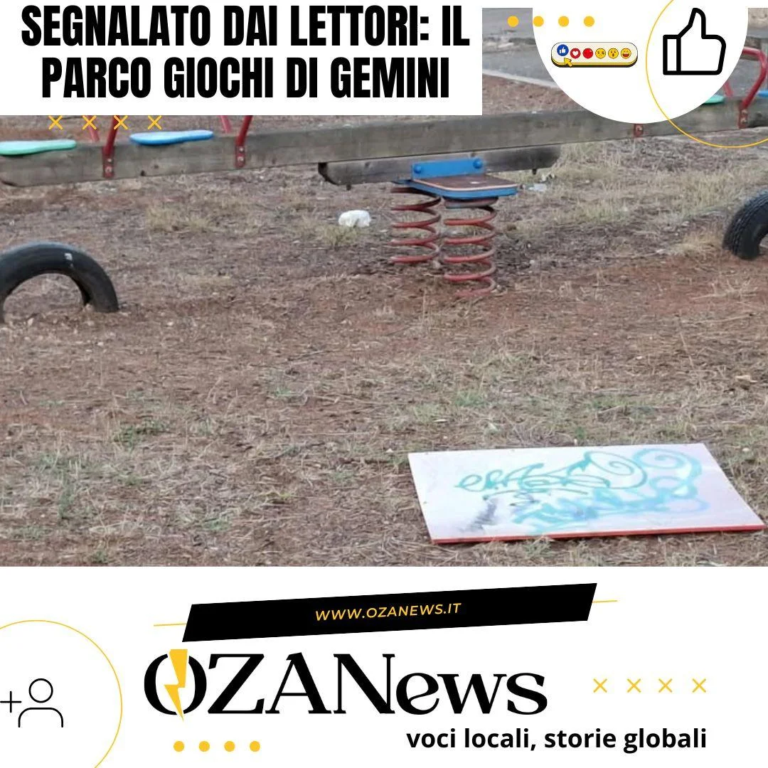 Parco giochi di Gemini tra vetri rotti, sporcizia ed escrementi