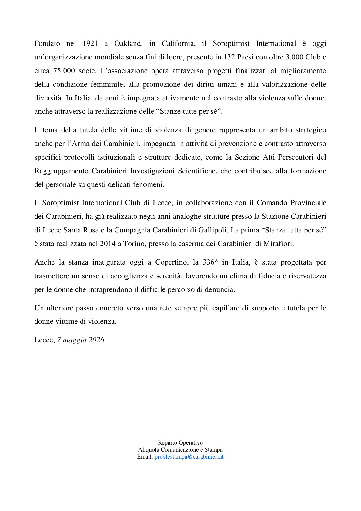 Inaugurata a Copertino la 'Stanza tutta per sé' contro la violenza femminile