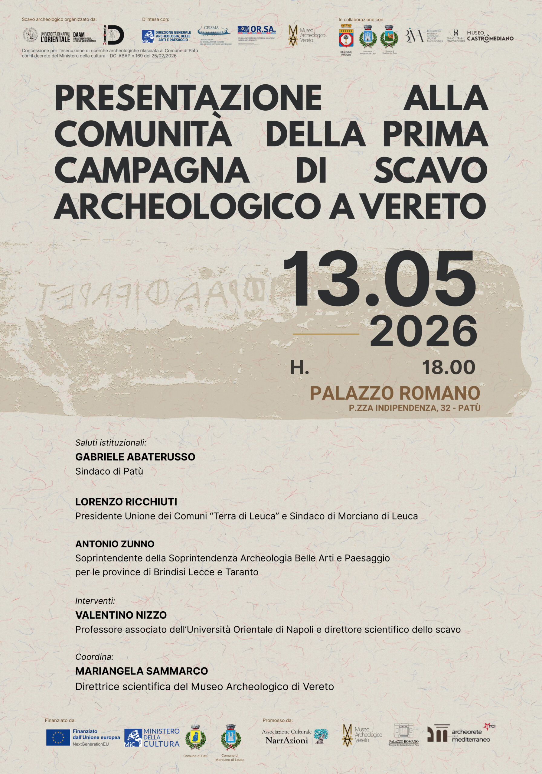 Presentazione del Primo Scavo Archeologico a Vereto