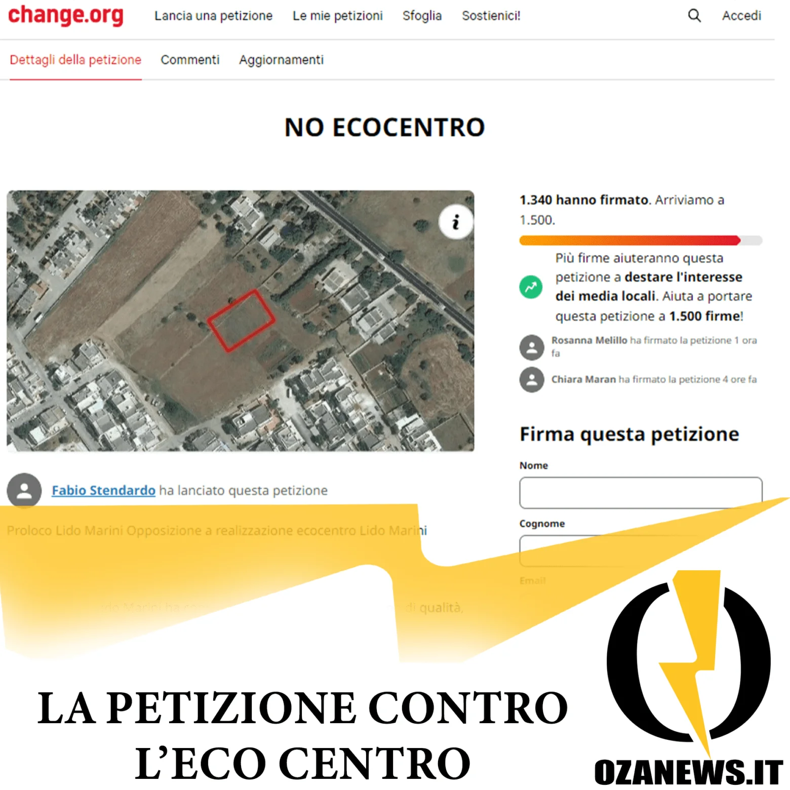 La petizione contro l’eco centro di Lido Marini viaggia verso le 1500 firme