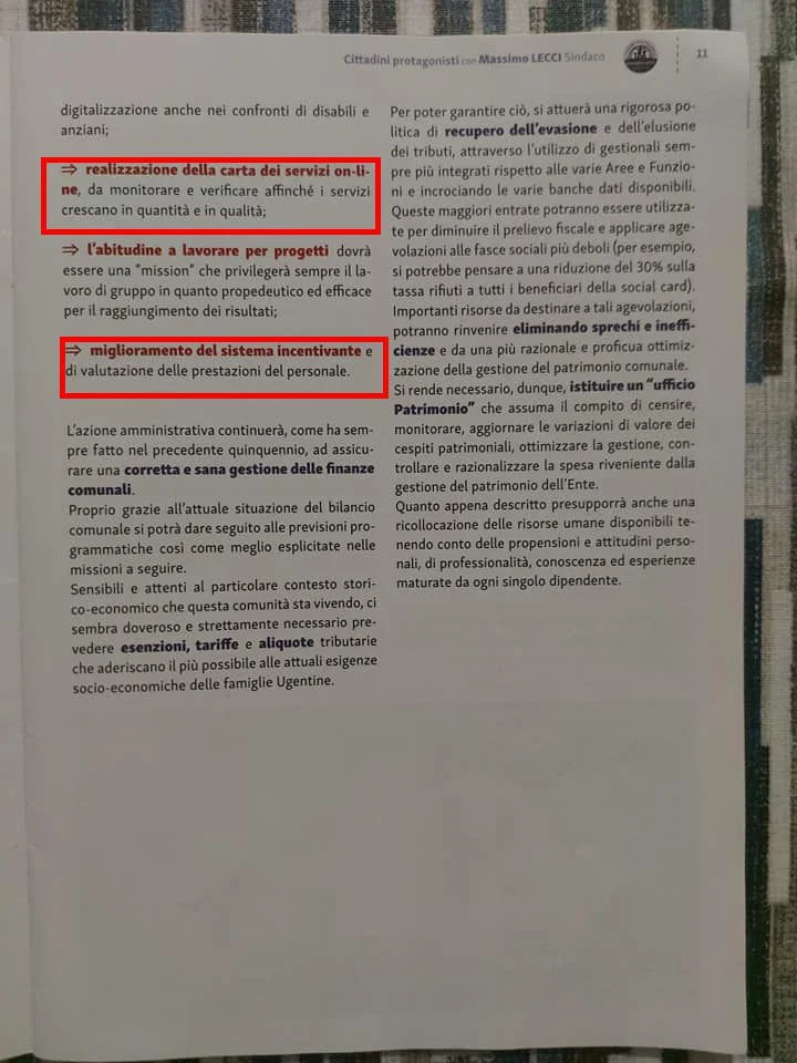 Analisi del Programma Elettorale di Massimo Lecci
