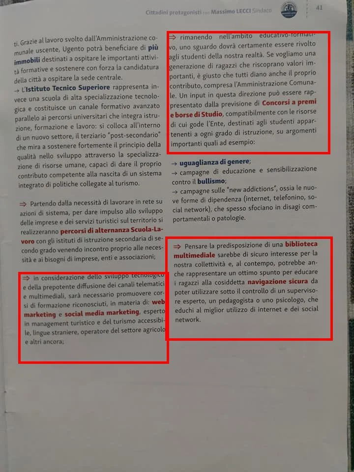 Analisi del Programma Elettorale di Massimo Lecci